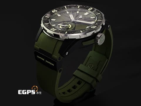Ulysse Nardin 雅典 Diver NET 1183-170-8A 不鏽鋼材質 碳纖維材質錶圈 卡其色紋路面盤 淺水錶 動力儲存顯示 2025年保卡 自動上鍊 44mm