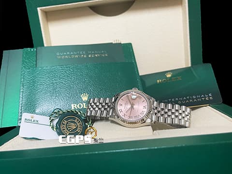 ROLEX 勞力士 Datejust 蠔式日誌型 278274 粉紅色面盤 羅馬數字時標 DJ31 經典三角坑紋錶圈 2026年保卡 紀念型(JUBILEE)五銖錶帶 自動上鍊 31mm