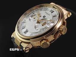 BREGUET 寶璣 Marine Alarme Musicale 航海系列 航海家 5547BR/12/9ZU 18K玫瑰金材質 <font color="#05f0f0">二十四小時第二地時區、動能顯示、鬧鈴功能</font> <font color="#FF0000">2019年保單 台灣公司貨</font> 自動上鍊 40mm