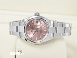 ROLEX 勞力士 Lady-Datejust 28 蠔式日誌型 279160 <font color="#FFC0CB">粉紅色面盤 柱狀夜光時標</font> 經典 DJ28 不鏽鋼 <font color="#FF0000">2025年保卡 蠔式(Oyster)三節板帶</font> 自動上鍊 28mm