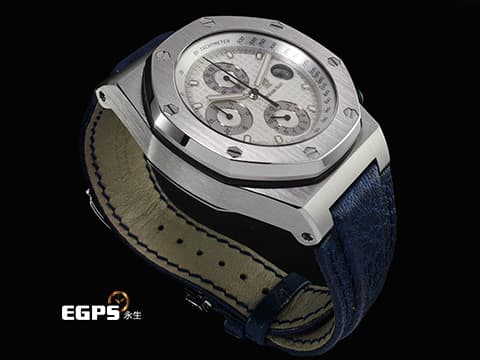 Audemars Piguet AP錶 愛彼錶 Royal Oak Offshore ROO 皇家橡樹離岸型 25770ST 不鏽鋼材質 白色「Grande Tapisserie」格紋錶面 離岸型首個42mm皮革錶帶設計款 計時碼錶 自動上鍊 42mm