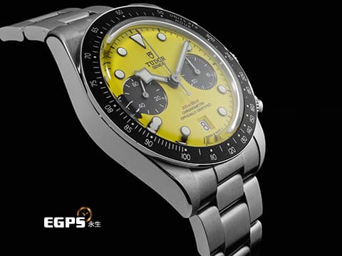 TUDOR 帝舵 Heritage Black Bay Chrono 碧灣 79310N-0001 最熱門、最具話題性 黃色熊貓面盤 【大黃蜂】 計時碼錶 不鏽鋼材質 2026年保卡 搭配最新快速調節「T-fit」折疊扣 自動上鍊 39mm