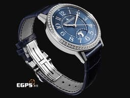 Jaeger LeCoultre 積家 Rendez-Vous Night & Day 約會系列 Q3448480 不鏽鋼材質 <font color="#0582f5">原廠鑲嵌鑽石錶圈 藍色面盤</font> <font color="#ff0000">2020年保卡</font> 自動上鏈 34mm