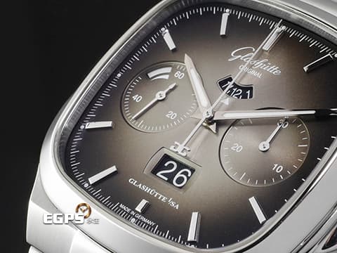 GLASHUTTE ORIGINAL 格拉蘇蒂 70年代 Seventies Chronograph Panorama Date 煙燻灰色面盤 限量100支 1-37-02-05-02-35 德國錶 2020年保單 另附原廠不鏽鋼鏈帶 自動上鍊 40mm