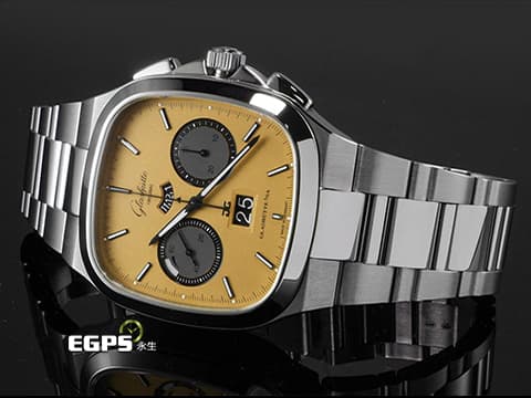 Glashutte Original 格拉蘇蒂 Seventies Chronograph Panorama Date「Golden Bay」海灣金面盤 限量100支 復古系列 1-37-02-14-02-63 不鏽鋼 飛返 計時碼表 動能顯示 2023年台灣公司貨 另附原廠不鏽鋼錶帶 自動上鍊 40mm