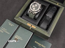 Audemars Piguet AP錶 愛彼 Royal Oak Offshore 皇家橡樹離岸型 飛返計時碼錶 26238TI.OO.A056CA.01 鈦金屬材質 <font color="#019858"> 綠色面盤,軍綠色款 26238</font> <font color="#FF0000">2022年保單 新式快拆錶帶 </font><font color="#FFFF33"> 僅貼膜試戴 極新品</font> 42mm