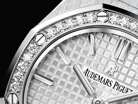 Audemars Piguet AP 愛彼 Royal Oak 67651ST.ZZ.1261ST.01 原鑲鑽錶 精鋼材質 白色格紋面 石英女妝腕錶 33mm