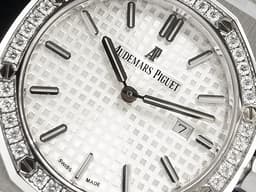 Audemars Piguet AP 愛彼 Royal Oak 67651ST.ZZ.1261ST.01 原鑲鑽錶 精鋼材質 白色格紋面 石英女妝腕錶 33mm