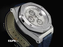 Audemars Piguet AP錶 愛彼錶 Royal Oak Offshore ROO 皇家橡樹離岸型 25770ST 不鏽鋼材質 <font color="#0582f5">白色「Grande Tapisserie」格紋錶面 </font><font color="#fa00fa">離岸型首個42mm皮革錶帶設計款 </font>計時碼錶 自動上鍊 42mm