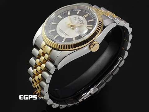 ROLEX 勞力士 Datejust 36 DJ 蠔式日誌型 116233 18K黃金材質 半金款 銀色&黑色雙色唱片面盤 單雙數不同色日期功能 五銖紀念型錶帶 自動上鏈 36mm 