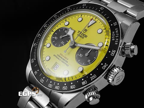 TUDOR 帝舵 Heritage Black Bay Chrono 碧灣 79310N-0001 最熱門、最具話題性 黃色熊貓面盤 【大黃蜂】 計時碼錶 不鏽鋼材質 2026年保卡 搭配最新快速調節「T-fit」折疊扣 自動上鍊 39mm