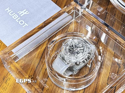 Hublot 宇舶 BIG BANG Unico 大爆炸 三日鍊 飛返計時碼錶 441.JX.4802.RT 拋光藍寶石水晶材質錶殼 原廠特殊水晶材質錶盒 鏤空面盤 2025年保單 限量500支 自動上鍊 42mm
