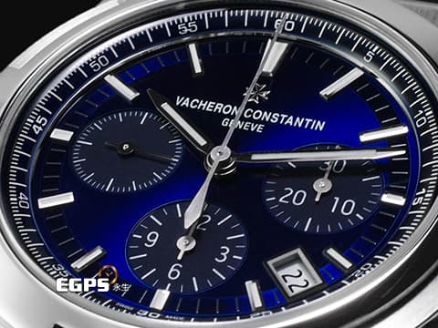 Vacheron Constantin 江詩丹頓 VC OverSea 縱橫四海系列 5520V/210A-B148 易拆卸替換錶帶裝置,完全無需工具即可替換喜愛的皮帶、橡膠帶或是鋼鍊帶,日內瓦印記 藍色三眼計時面盤 2025年保卡 自動上鏈 42mm