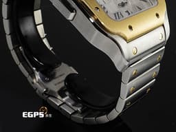 CARTIER 卡地亞 Santos 100 de Cartier 山度士 W2SA0008 大型款 18K黃金材質 半金款 <font color="#70cce1">「SmartLink」快拆式錶帶 磨砂鍍銀錶盤 計時功能</font> <font color="#ff0000">2025年保卡 </font> 自動上鍊 44.9mm