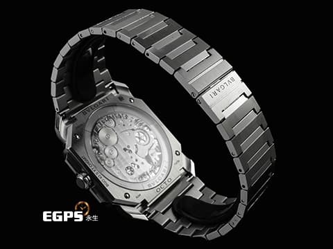 BVLGARI 寶格麗 Bulgari Octo Finissimo系列 104192 手繪機芯草圖銀色面盤 環形自動盤 八角形多稜角設計錶框 小秒針 超薄 GMT 不鏽鋼材質 2024年保卡 限量140支 自動上鍊 40mm