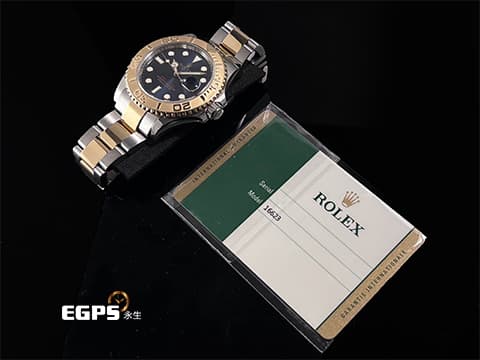 ROLEX 勞力士 Yacht-Master 16623 遊艇名仕 18K黃金材質 半金款 夜光賓士指針 雙向旋轉錶框 少見藍色面盤 自動上鏈 40mm