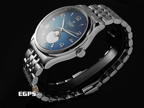 TUDOR 帝舵 1926系列 91560-0002 不鏽鋼材質 藍太陽放射紋錶面 月相顯示功能 2025年保卡 7鏈節錶帶 自動上鍊 39mm