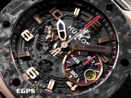 HUBLOT 宇舶 Big Bang Unico Ferrari 大爆炸 法拉利 Carbon King Gold <font color="#f3baa1">王金材質 複合材質鍛造碳錶圈</font> 401.OJ.0123.VR 飛返 計時碼表 <font color="#FF0000">鏤空面盤、法拉利輪框設計自動盤、限量500只 </font> 計時碼表 自動上鍊 45mm