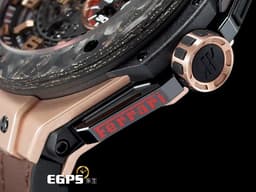 HUBLOT 宇舶 Big Bang Unico Ferrari 大爆炸 法拉利 Carbon King Gold <font color="#f3baa1">王金材質 複合材質鍛造碳錶圈</font> 401.OJ.0123.VR 飛返 計時碼表 <font color="#FF0000">鏤空面盤、法拉利輪框設計自動盤、限量500只 </font> 計時碼表 自動上鍊 45mm