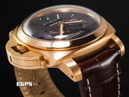 PANERAI 沛納海 Luminor 1950 PAM00289 PAM289 GMT 18K玫瑰金材質 <font color="#ffff00"> 日期顯示 第二時區日夜顯示</font> <font color="#ffe3ab">棕色面盤 動力儲存顯示 </font> <font color="#FF0000"> 2017年保單 </font> 手動上鏈 44mm