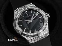HUBLOT 宇舶 Classic Fusion 經典融合 ORLINSKI 聯名款 550.NS.1800.RX.1604.ORL19 <font color="#05f0f0">原廠鑲鑽 黑色切面立體錶盤</font> 鈦金屬+不鏽鋼材質 <font color="#ff0000">2025年保單</font> 自動上鍊<font color="#fa00fa"> </font><font color="#0ced27">多面切割錶盤和錶殼 雕塑出藝術家Richard Orlinski最具代表性的美學符號</font> 40mm