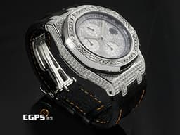 Audemars Piuget 愛彼 AP錶 Royal Oak Offshore 25940 皇家橡樹離岸型 不鏽鋼材質 <font color="#05f0f0">精鑲鑽石滿天星面盤、鑲鑽錶圈、鑲鑽錶殼</font> 自動上鍊 計時碼表 42mm