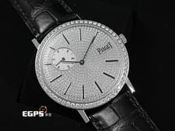 PIAGET 伯爵 Altiplano Small Seconds 小秒針 P10522 <font color="#FF0000">精鑲</font><span style="color: rgb(255, 0, 0);">絕美</span><font color="#FF0000">鑽石錶圈、</font><span style="color: rgb(255, 0, 0);">精鑲</span><font color="#FF0000">滿天星面盤</font> 18K白金材質 <font color="#fafa01">經典838P超薄小三針機芯</font> 手上鍊 40mm