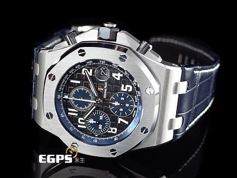 Audemars Piguet AP錶 愛彼錶 Royal Oak Offshore 皇家橡樹離岸型 不鏽鋼材質 26470ST.00.A028CR 2020年新式保卡 海軍藍 深藍色計時小錶盤 自動上鍊 42mm
