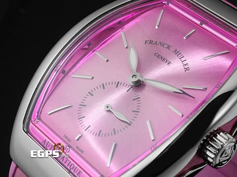 Franck Muller 法蘭穆勒 FM Vanguard Lady Slim Vintage V35 S S6 粉色太陽紋面盤 粉色複合式材質錶帶 小秒針 不鏽鋼材質 2025年保單 自動上鍊 35x46.3mm