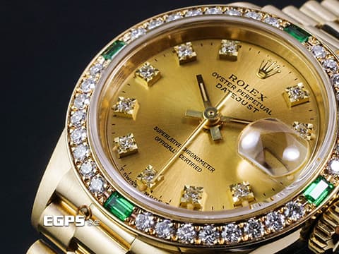 ROLEX 勞力士 Datejust 蠔式日誌型 69078 18K黃金材質 原廠鑽石時標、錶圈 台灣公司貨 自動上鍊 26mm