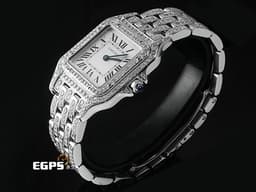 CARTIER 卡地亞 Santos de Cartier 山度士 WSPN0006 小型 不鏽鋼材質 <font color="#05f0f0">精鑲錶殼、錶圈、錶帶</font> <font color="#ff0000">2023年保卡</font> 石英機芯 27x37mm