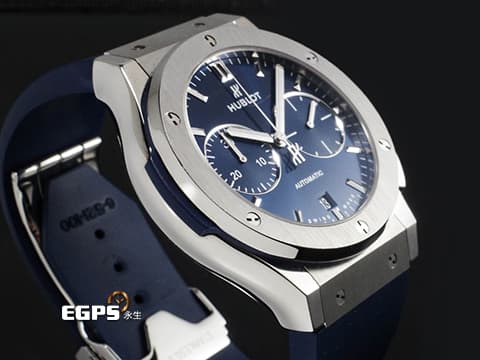 HUBLOT 宇舶 Classic Fusion 521.NX.7170.LR 經典融合 鈦金屬 藍色面盤 日期顯示 2025年電子保單 計時碼表 自動上鍊 45mm