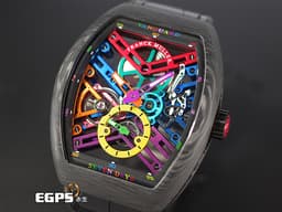 Franck Muller 法蘭穆勒 FM錶 Vanguard Skeleton V41 <font color="#919191">鍛造炭材質錶殼</font> V41 S6 SQT COL DRM 七日鍊 <font color="#ff0000">Co</font><font color="#ed8835">lo</font><font color="#f2db45">ur</font> <font color="#0e8b1c">Dr</font><font color="#2a59b7">ea</font><font color="#69bae2">ms</font><font color="#a42397">鏤空面盤</font> 小秒針 酒桶型<font color="#FF0000"> 2025年保單 </font>手動上鍊 41mm