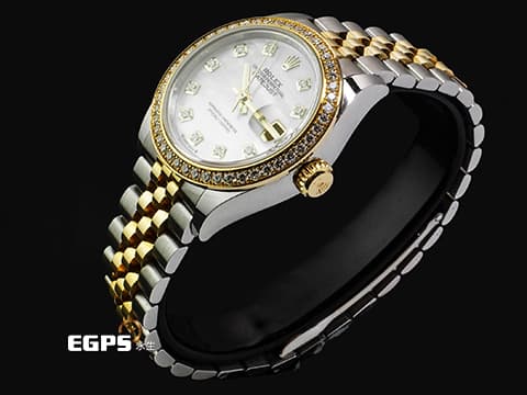 ROLEX 勞力士 Datejust DJ28 279383RBR 不鏽鋼&18K黃金材質 半金款 原廠鑲嵌鑽石錶圈、時標 白色珍珠貝母面盤 2021年保卡 自動上鍊 28mm