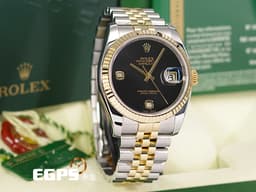 ROLEX 勞力士 Datejust 36 蠔式日誌型 116233 2RB 18K黃金材質 半金款<font color="#ff0000"> </font><font color="#05f0f0">稀有黑瑪瑙 69鑽標 無字特殊面盤 無字天書</font><font color="#ff0000"> </font>DJ36 經典三角坑紋錶圈 自動上鏈 36mm<font color="#ff0000"> 數量不多值的收藏。</font>
