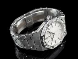 Audemars Piguet AP 愛彼 Royal Oak 67651ST.ZZ.1261ST.01 原鑲鑽錶 精鋼材質 白色格紋面 石英女妝腕錶 33mm