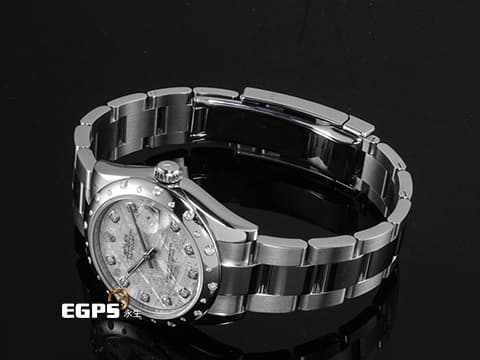 ROLEX 勞力士 Lady DateJust 178344 不鏽鋼材質【宇宙不同】獨一無二的隕石面盤 絕版增值 原廠鑲嵌雪花鑽石錶圈、時標 2017年保卡 自動上鍊 31mm