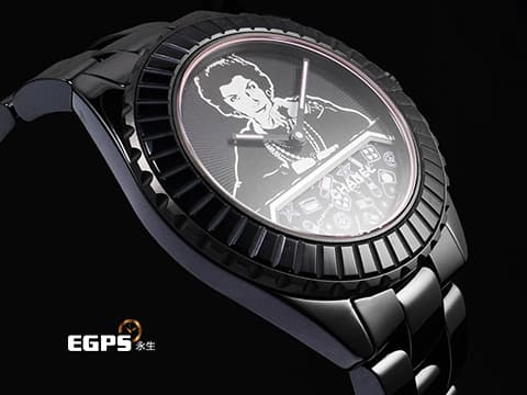 CHANEL 香奈兒 MADEMOISELLE J12 BLUSH CALIBER H10313 香奈兒女士面盤 黑色漆面搭配粉紅彩妝品圖騰轉盤(每五分鐘轉一圈,巧妙的展示妝品圖案) 錶冠鑲嵌約0.16克拉鑽石 2025年保卡 限量款 自動上鏈 33mm