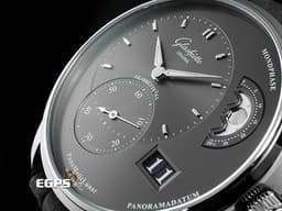 Glashütte Original 格拉蘇蒂 原創 PanoMaticLunar系列 1-90-02-43-32-02 <font color="#05f0f0">經典偏心銀灰色面盤 大日期窗 月相盈虧</font> 不鏽鋼材質 <font color="#FF0000">2025年保單</font> 自動上鍊 40mm