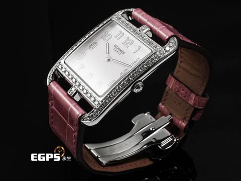 HERMES 愛馬仕 HEURE H 系列 CC2.730.216 不鏽鋼材質 H型錶殼 白色珍珠貝母面盤 原廠鑲嵌鑽石錶圈 台灣公司貨 石英機芯 29mm