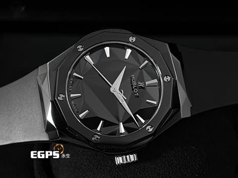 HUBLOT 宇舶 Classic Fusion 經典融合系列 ORLINSKI 聯名錶款 550.CS.1800.RX.ORL21 黑陶瓷材質 3D立體切面錶殼 黑色面盤 2025年保單 自動上鍊 40mm