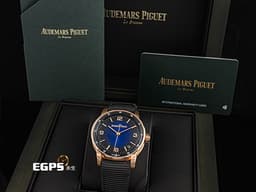Audemars Piguet 愛彼 AP錶 Code 11.59系列 15210OR.OO.A002KB.03 <font color="#0000FF">煙燻藍色亮漆錶面盤</font> 15210 OR 玫瑰金 大三針 <font color="#FF0000">2023年保單</font> 自動上鍊 41mm