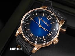Audemars Piguet 愛彼 AP錶 Code 11.59系列 15210OR.OO.A002KB.03 <font color="#0000FF">煙燻藍色亮漆錶面盤</font> 15210 OR 玫瑰金 大三針 <font color="#FF0000">2023年保單</font> 自動上鍊 41mm