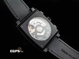 Tag Heuer 泰格 豪雅 Monaco Chronograph 摩納哥 CBL2184.FT6236 計時碼錶 黑色DLC塗層鈦金屬材質 <font color="#05f0f0">Tiffany 綠松石色夜光計時錶盤</font> 鏤空面盤<font color="#40e0d0"> </font><font color="#ff0000">2026年保卡 </font>賽車錶 自動上鍊 39mm