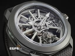 BVLGARI 寶格麗 Octo Tourbillon Sapphire titanium 104195 鈦金屬材質 <font color="#0582f5">特殊按鈕可啟動時間設定、上鍊 鏤空飛行陀飛輪機械機芯 藍寶石水晶錶殼夾層中殼</font> <font color="#FF0000">2025年保卡 新錶參考訂價:2,130,000元 </font> 手動上鏈機芯 44mm