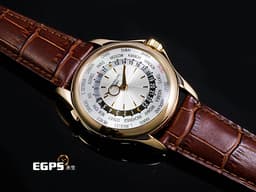 Patek Philippe PP 百達翡麗 Complications 複雜功能時計 World Time 世界時區 5130R 18K玫瑰金材質 <font color="#fdf1b4">金質時標、指針 米白色放射狀雕紋面盤</font> <font color="#05f0f0">不是HONGKONG~ 不是BEIJING~</font> <font color="#fa00fa">極稀少</font><font color="#fafa01">TAIPEI</font><font color="#fa00fa">刻度版</font> 自動上鏈 39.5 mm