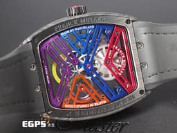 Franck Muller 法蘭穆勒 FM錶 Vanguard Skeleton V41 <font color="#919191">鍛造炭材質錶殼</font> V41 S6 SQT COL DRM 七日鍊 <font color="#ff0000">Co</font><font color="#ed8835">lo</font><font color="#f2db45">ur</font> <font color="#0e8b1c">Dr</font><font color="#2a59b7">ea</font><font color="#69bae2">ms</font><font color="#a42397">鏤空面盤</font> 小秒針 酒桶型<font color="#FF0000"> 2025年保單 </font>手動上鍊 41mm