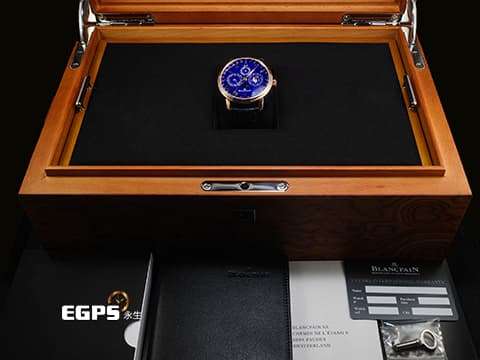 BLANCPAIN 寶鉑 Villeret 經典系列 CALENDRIER CHINOIS TRADITIONNEL 中華年曆限量版 0888 3632B 55B 18K玫瑰金材質 藍色面盤 2023年台灣公司貨 寶珀專門店獨家發售款式 中華傳統文化元素 (生肖年、天干地支、五行、時辰、月相) 新錶訂價:2,398,000元 自動上鍊 45.2mm