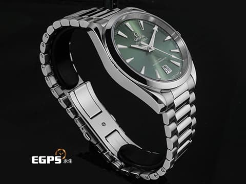 OMEGA 歐米茄 Seamaster Aqua Terra 150 GMT 海馬 22010382010002 綠色太陽線紋錶盤 不鏽鋼材質 2025年保卡 自動上鏈 38mm