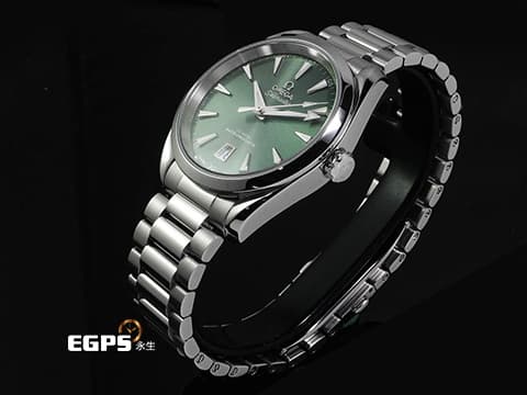 OMEGA 歐米茄 Seamaster Aqua Terra 150 GMT 海馬 22010382010002 綠色太陽線紋錶盤 不鏽鋼材質 2025年保卡 自動上鏈 38mm